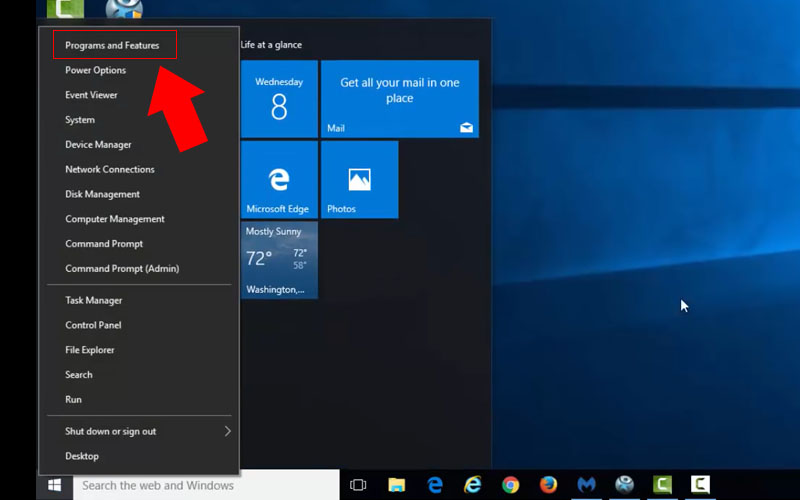 Chọn Program and Features